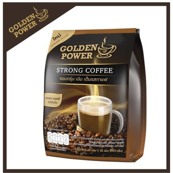 (1 แถม 1) กาแฟสตรองคอฟฟี่ตราโกลเด้นเพาเวอร์ (Golden Power Strong Coffee 3in1) ขนาด 30 ซอง×2