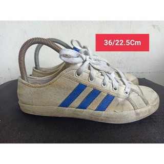 Adidas Size 36 ยาว 22.5 Cm  รองเท้ามือสอง ผู้หญิง เท้าเล็ก  ผ้าใบ สวม แฟชั่น ลำลอง เที่ยว