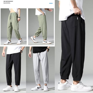 LKA8803 กางเกงขายาวทรงหลวมสำหรับผู้ชาย มี3สี M-XXL เอวยางยืด มีกระเป๋า มีเชือกผูกได้ ใส่สบายแฟชั่นสุดๆ COD พร้อมส่ง