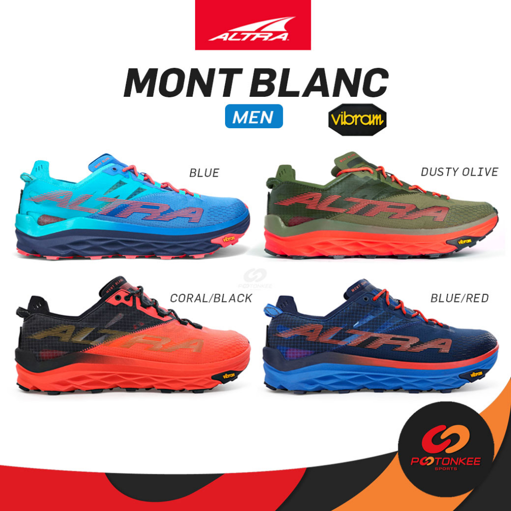 Pootonkee Sports ALTRA Men's Mont Blanc รองเท้าวิ่งเทรลผู้ชาย Zero Drop ระยะไกล