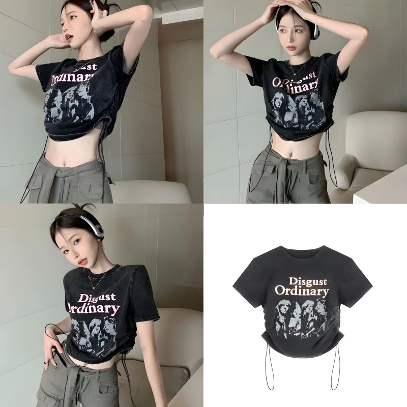 ขนาดใหญ่พิเศษ 7XL เสื้อผ้าแฟชั่น ผู้หญิงแขนสั้น ครอปท็อป ใส่ไปคลับ ปาร์ต y2k เสื้อแฟชั่น5XL