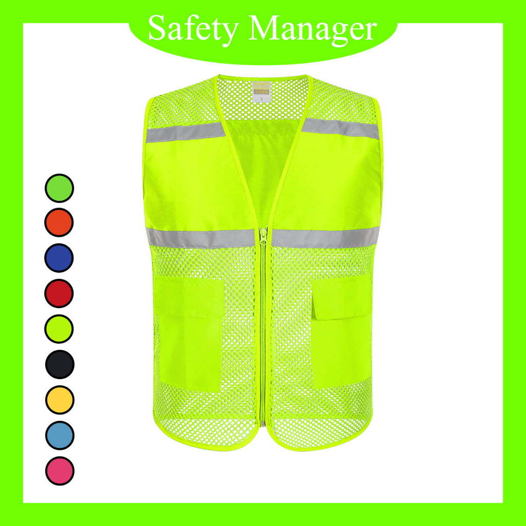 SM Reflective vest เสื้อกั๊กสะท้อนแสงมีกระเป๋า รุ่นระบายความร้อนดี เสื้อกั๊กจราจร เสื้อกั๊กทำงาน