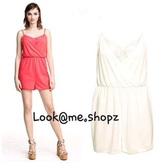 H: White Short Wrap Romper (จั๊มสูทสีขาว )