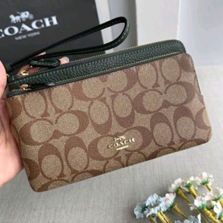 Coach คล้องมือ 2 ซิป L หนังลาย C  หลายสี