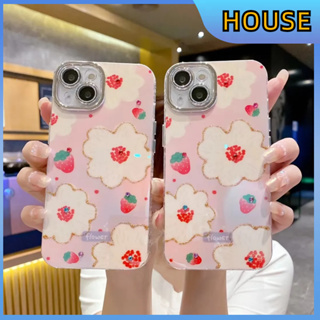 💲คูปองเคลม💲เคสไอโ case for iphone 11 12 ดอกสตรอเบอรี่ เคส 14 13 12 11 pro max ซิลิโคนเหลวป้องกันการตกหล่น