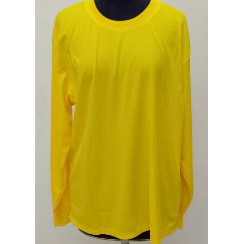 เสื้อยืดคนงาน คอกลม แขนยาว สีเหลือง ฟรีไซส์ รอบอก 44 นิ้ว จั๊มปลายแขน