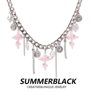 🔥Sale🔥สร้อยคอโซ่แต่งอะไหล่จี้ไม้กางเขน SUMMERBLACK Cross Necklace พร้อมส่ง