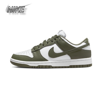 Nike Dunk Low "Medium Olive" Non-slip Low Top White Olive Green รองเท้าผ้าใบ ของแท้ 100%