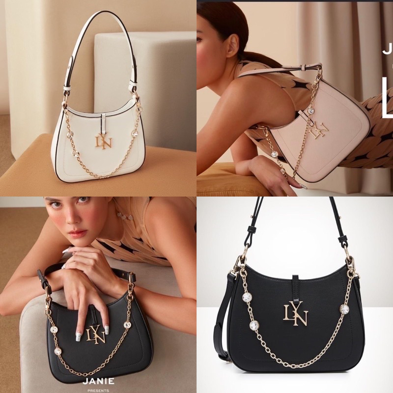 LYN 2023 ใหม่ Rhinestone โซ่ตกแต่งรักแร้กระเป๋า Handy ไหล่ Messenger กระเป๋าผู้หญิง30