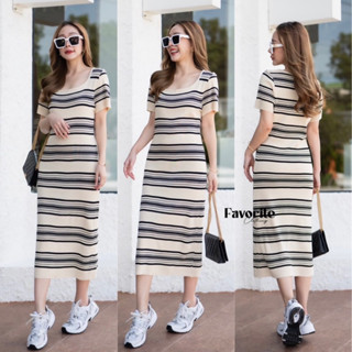 🌈🌿🌸🌼🌺🤎🧡🇰🇷 Knit Stripe Maxi Dress