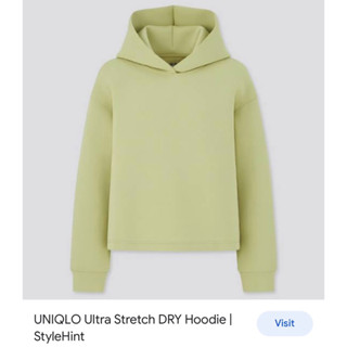 UNIQLO WOMAN ULTRA STRETCH DRY HOODIE x ผ้าDryดีมาก x XL สีเขียวตองอ่อน รุ่นี้ไม่มีขายในไทย ใส่กันหนาวสวย อก 42 ยาว 21