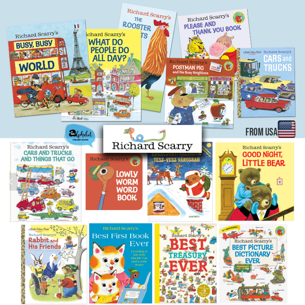 [หนังสือ เด็ก] ของแท้ Richard Scarry People do all day, Best first book ever,Lowly worm,Cars trucks