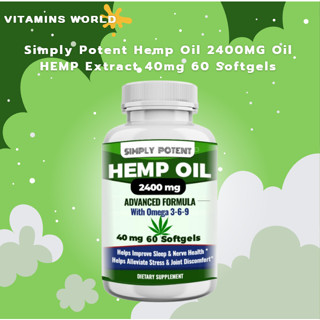 Simply Potent Hemp Oil 2400MG Oil HEMP Extract 40mg 60 Softgels(V.3062)