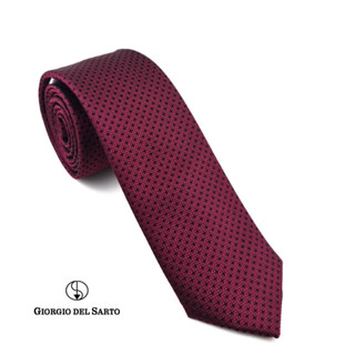 Giorgio Del Sarto Silk Necktie 6.5 cm RED with Fabric Texture เนคไทสีแดงมีเท็กเจอร์