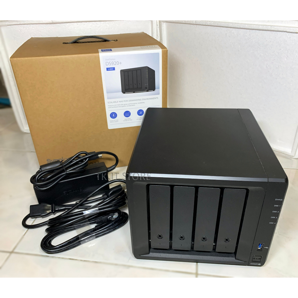 Synology DS920+ NAS 4 Bays มือสอง สภาพดีใช้งานปกติ ประกันเหลือ อุปกรณ์ครบกล่อง