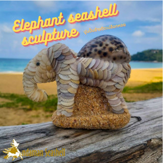 Andaman seashell ปูนปั้น ช้างแป้นหอยเบี้ยติดหอยแครง งวงลง