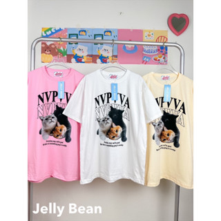 เสื้อยืด Oversize ลายแมว ป้าย JELLY BEAN