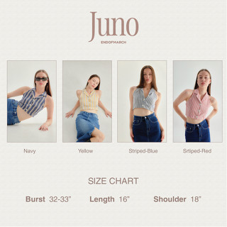 (เฉพาะสี Navy รอ 2 สัปดาห์) ENDOFMARCH | JUNO CROP SHIRT เสื้อครอปเชิ้ตแขนกุด