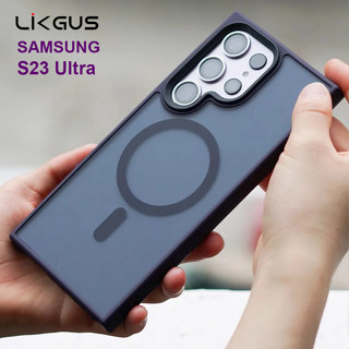 LIKGUS Magnetic เคสแม่เหล็ก Samsung Galaxy S23 Ultra / S23Ultra เคสชาร์จไร้สาย เคสกันกล้อง ด้านข้างนิ่ม-ด้านหลังแข็ง