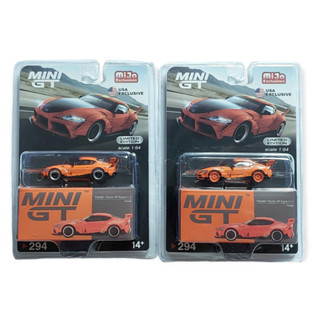 Pandem Toyota GR Supra V1.0 Orange LHD /MJ Exclusive 1ต่อ64 MINIGT แพ็คคู่ตัวพิเศษ