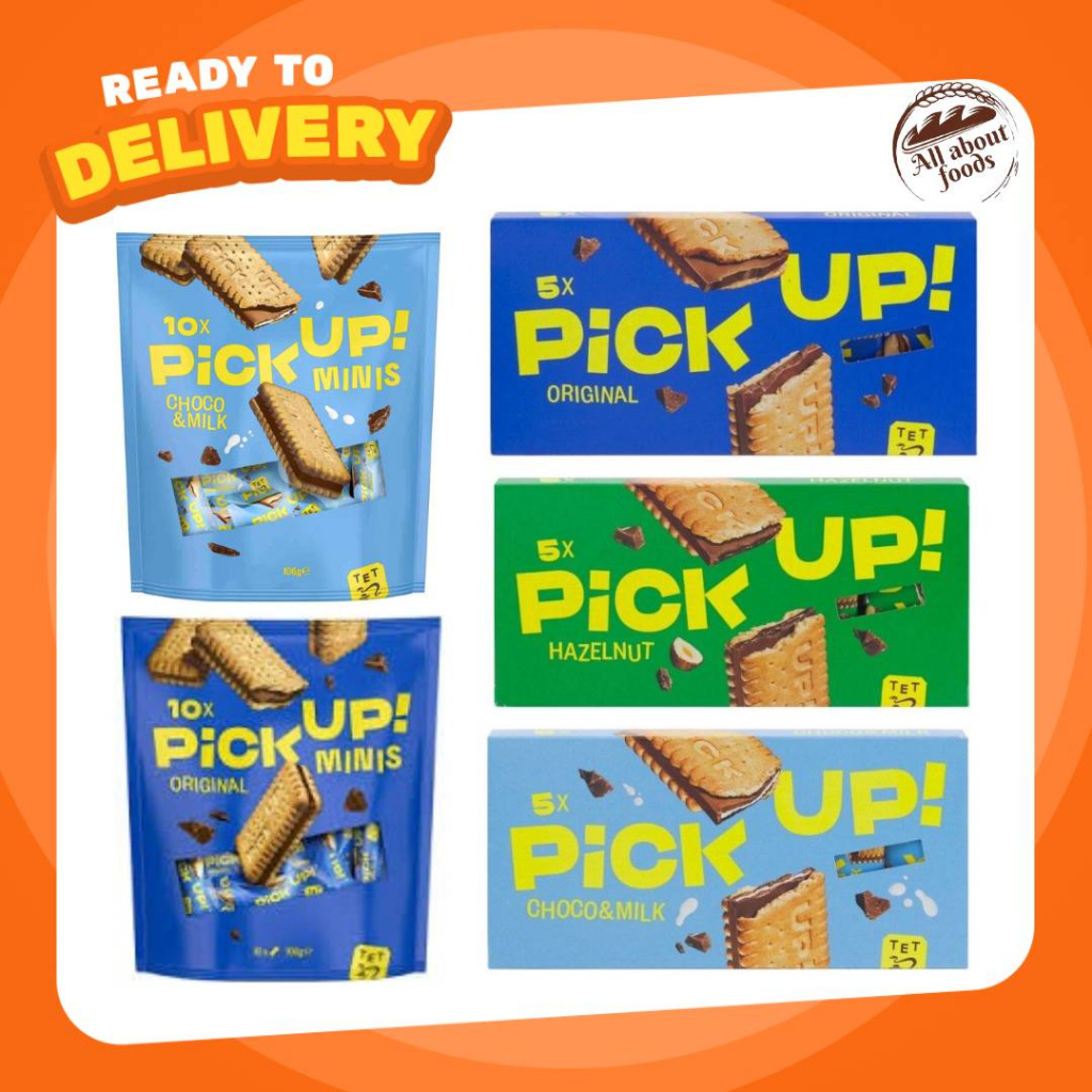 Bahlsen Pickup Minis บาวเซ่น พิคอัพ ขนมบิสกิตสอดไส้ มี 2รสชาติ Choco. Choco & Milk 106g