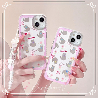 🔥สไตล์ใหม่🔥เคสไอโฟน iphone 11 14 Pro Max ins น่ารัก การ์ตูน แมว รุ่นโซ่ ป้องกันการตก เคส iphone12 13 Pro Case for iPhone