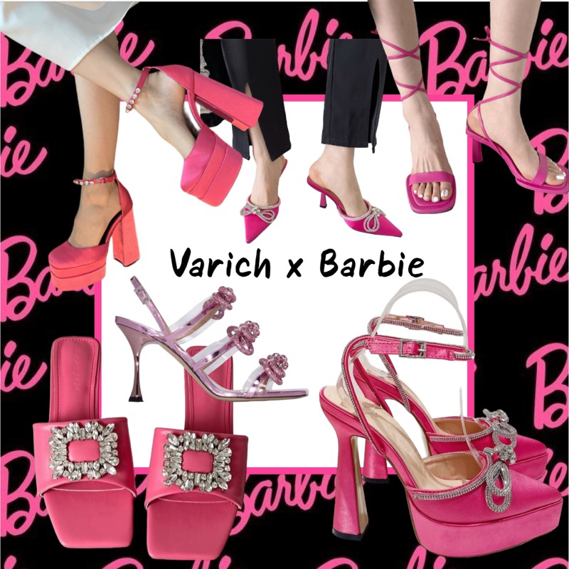 พร้อมส่ง รองเท้าสีชมพูบาร์บี้ Barbie Shoes Chocking Pink รองเท้าตัวแม่ ยืนหนึ่ง จัดเลยค่ะ
