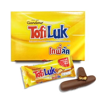 Tofiluk โทฟี่ลัค 🍫 บิสกิตเคลือบคาราเมลและครีมช็อกโกแลตนม บรรจุ 12 ชิ้น (รุ่น 20 กรัม)