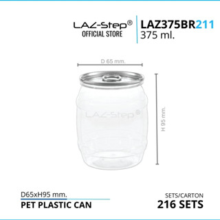 LAZ-Step กระป๋องพลาสติกฝาดึง PET  LAZ375BR211 ขนาด 375 ml.  บรรจุลังละ 216 ชุด ต้องปิดด้วยเครื่องปิดฝากระป๋อง