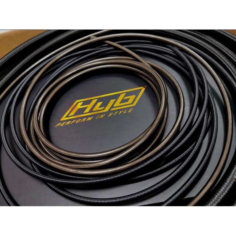 สายถักเบรค คาร์บอน,ไนล่อน HYB ตัวเลือกมากถึง 5 สี สำหรับงานสายเบรค เข้ากับหัวฟิตติ้งตาไก่ An3 ได้ทุกยี่ห้อ