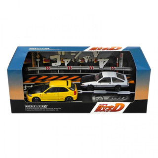 Modelers MD64212 1/64 INITIAL D SET VOL.12 4TH STAGE TACHI TOMOYUKI HONDA CIVIC TYPE R EK9 VS TAKUMI FUJIWARA TOYOTA AE86 DIECAST SCALE MODEL CAR