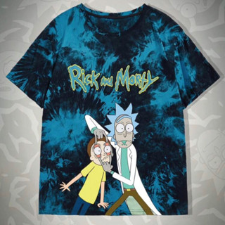 ☘️ Rick and Morty ลิขสิทธิ์แท้💯 เสื้อยิดพิมพ์ลายมัดย้อม เสื้อยืดสายเขียว Oversized วิทยาศาสตร์ สมุนไพร