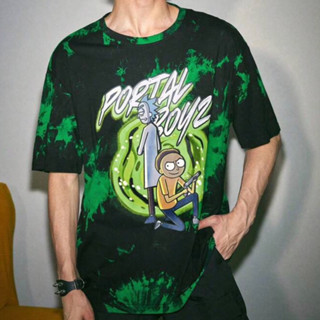 ☘️ Rick and Morty ลิขสิทธิ์แท้💯 เสื้อยืดพิมพ์ลายมัดย้อม เสื้อยืดสายเขียว Oversized วิทยาศาสตร์ สมุนไพร ของสะสม ของหายาก