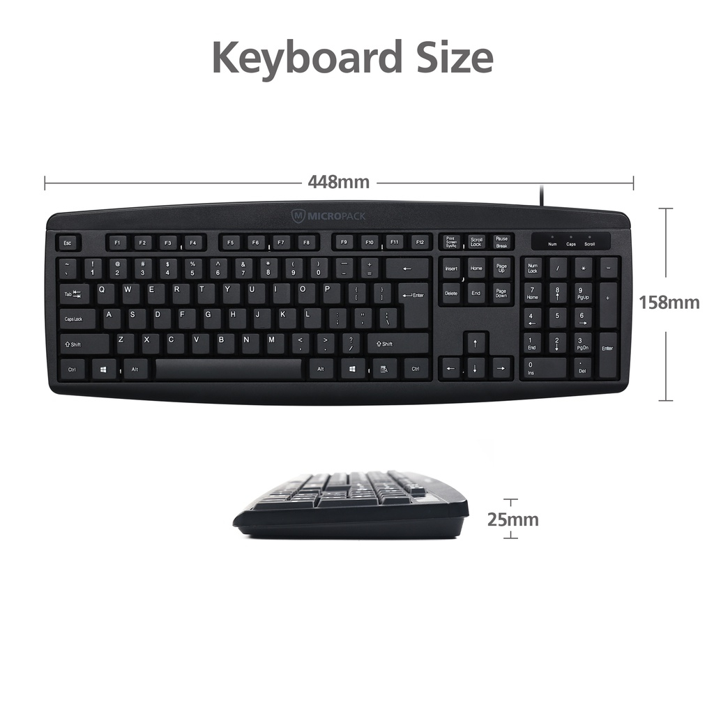 มีโค้ดลด30% คีย์บอร์ดกันน้ำ มีสาย ไร้สาย เม้าส์ MICROPACK K-203 KM-203W USB ทำงาน เล่นเกม เรียนออนไลน์ keyboard K203