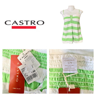 Castro(แคสโทร) เสื้อสายเดี่ยว ผู้หญิง ลายขวางเขียว-ขาว S อก26-32