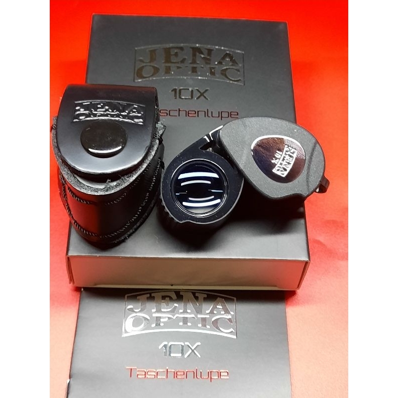 กล้องส่องพระเพชรพลอยเครื่องรางJENAOPTICเลนส์แก้ว3ชั้นเคลือบมัลติโค๊ตพร้อมซองหนังแท้JENAOPTICGermany10x