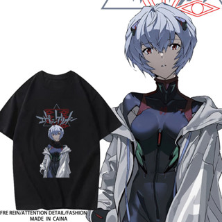 EVANEON GENESIS EVANGELION อะนิเมะ Ayanami Rei ฤดูร้อนผ้าฝ้ายแขนสั้นเสื้อยืดน้ำอะนิเมะนักเรียน