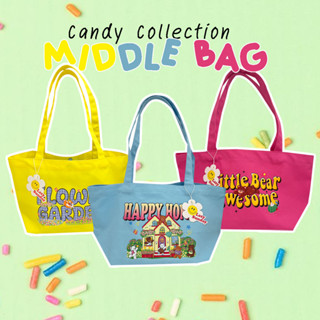 Justbehappy - Tote bag Middle  (Candy ) - กระเป๋าผ้าสีสันสดใส ไซส์กลาง