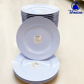 [1ใบ] จานกลมเมลามีน ทรงตื้น 6.5นิ้ว ตรามือ Unica Melamine Dinner Plate 6.5 Inch x 1