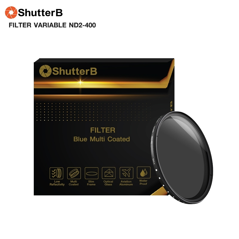 SHUTTER B FILTER MC ND2-400 BLUE COATING 49-82mm. Fader Variable Camera Lens Filter. ฟิลเตอร์เลนส์ N