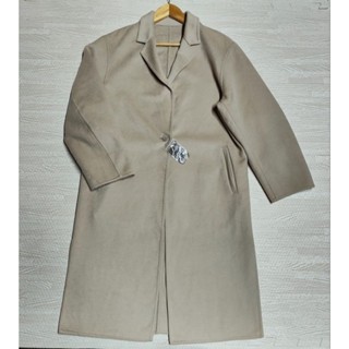 Uniqlo Double Face Long Coat เสื้อโค้ท ผ้าวูล (WOOL) สีน้ำตาลเอิร์ธโทน Size M หญิง มือ2