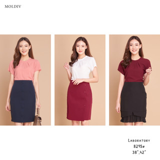 *สีขาวพร้อมส่งแล้วค่ะ*Laboratory 8295สีพื้น เสื้อทำงานสีพื้น เสื้อสมัครแอร์ คอกลมจีบหน้าแขนสั้น