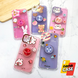 IP11 ซัมซุง A04 A13(5G) A14 A22(5G) A54(5G) S23Ultra เคสมือถือนิ่มTPUใสกันเลนส์กล้องพิมพ์ลานหลังติดวงแหวนล้อมเพชรตั้งได้