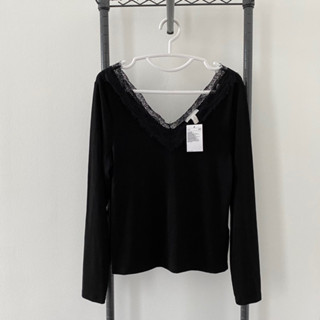 เสื้อแขนยาว ผ้าเรยอน H&amp;M sz.L สีดำ [New]