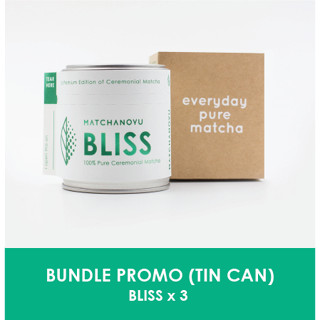 Bliss tin can bundle - มัทฉะเกรดพิธีชงชา  100% นำเข้าจากญี่ปุ่น Ceremonial Matcha Refill Pack 3กระปุก