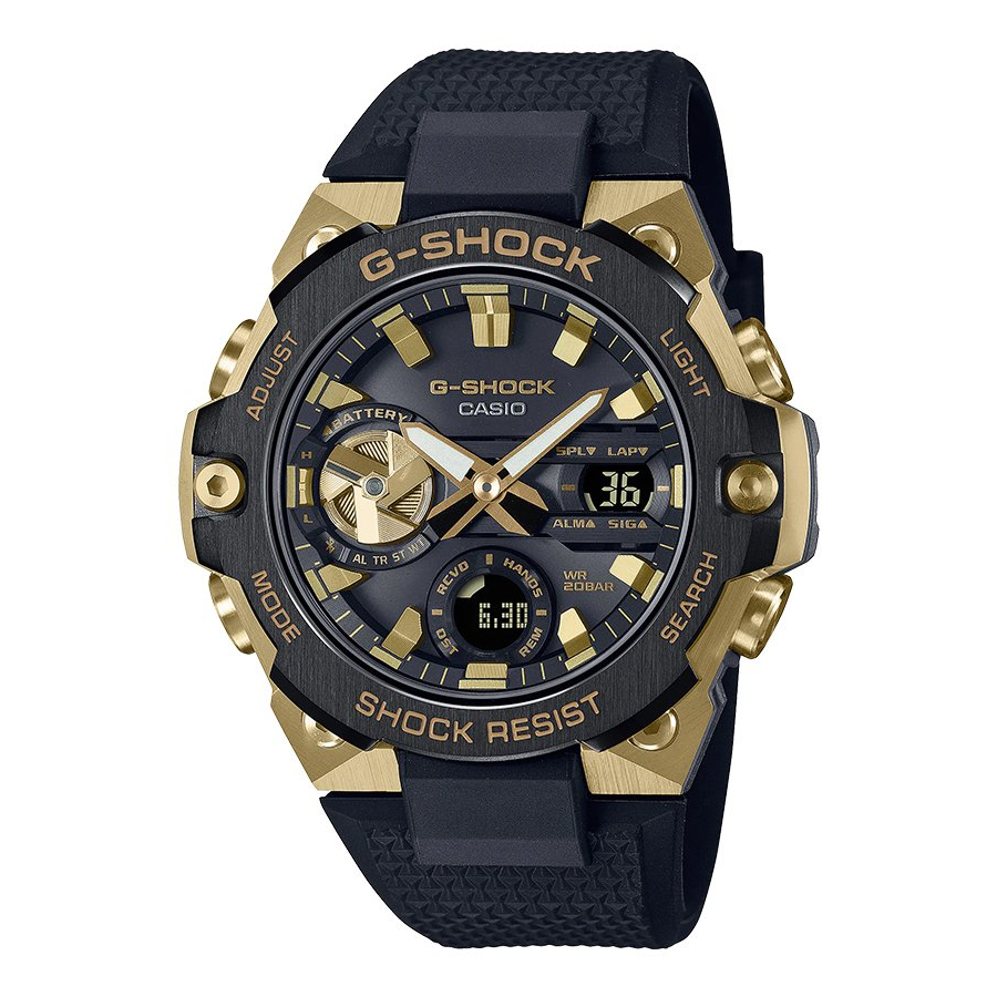 Casio G-Shock นาฬิกาข้อมือผู้ชาย สายเรซิน รุ่น GST-B400GB-1A9 / สีดำ สีทอง