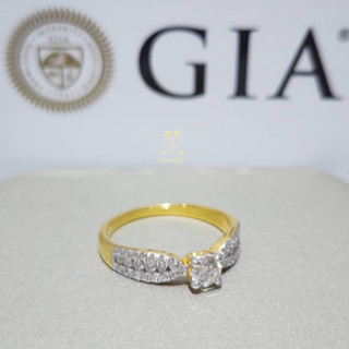 แหวนชูเพชรเซอร์GIA+บ่าข้าง เพชร Round Brilliant 41/0.58 ct.