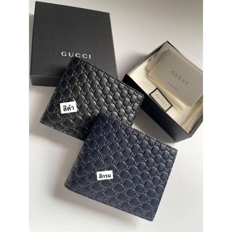💰💥มาเพิ่มกระเป๋า สตางค์สั้นชายครบทุกสี ดำ/ กรม /น้ำตาล New Gucci wallet 6 card หนังปั้ม