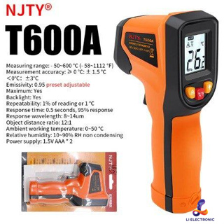 เครื่องวัดอุณหภูมิเลเซอร์แบบไม่สัมผัส T600A แบบดิจิทัลเครื่องวัดอุณหภูมิอินฟาเรดเครื่องมือทางอุตสาหกรรม