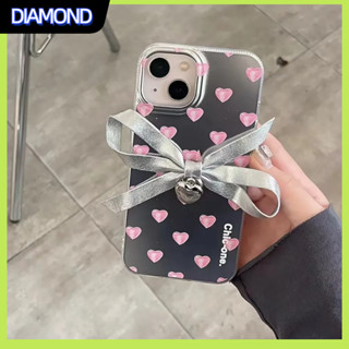 💲คูปองเคลม💲เคสไอโ case for iphone 11 12 โบว์ชุบไฟฟ้า เคส 14 13 12 11 pro max ซิลิโคนเหลวมีความทนทาน  ป้องกันการตก